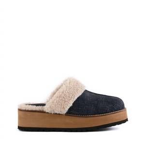 NEW SEYCHELLES steady platform mule in navy denim